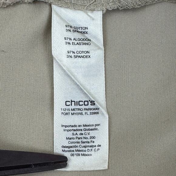 Chico's Sz 1 Pants Womens US 8 Tan Side Zip Trousers Ankle Length Crop Split Hem - Picture 6 of 10